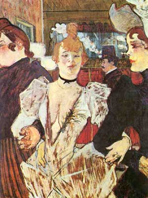 Тулуз-Лотрек. Ла Гулю, входящая в Мулен Руж с двумя женщинами, 1892