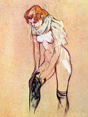 Тулуз-Лотрек. Женщина, надевающая чулок, 1894
