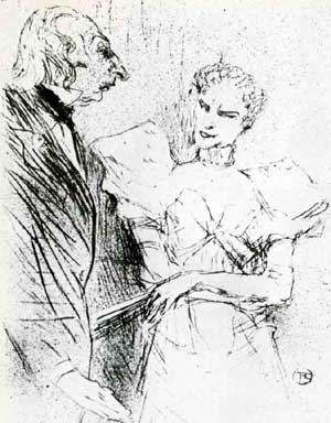 Тулуз-Лотрек. Актеры Брандес и Лелуар, 1894