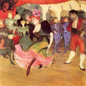 Тулуз-Лотрек. Марсель Лендер, танцующая болеро в оперетте Хильперик, 1895 (1897?)